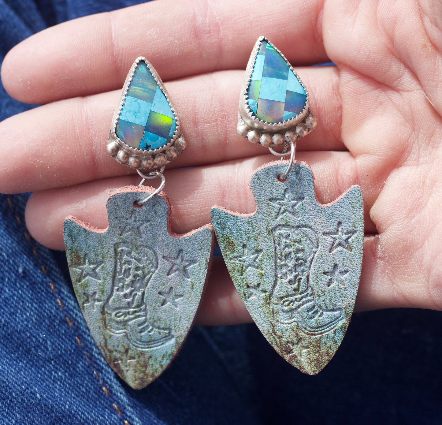 Aurora opal/turquoise earrings