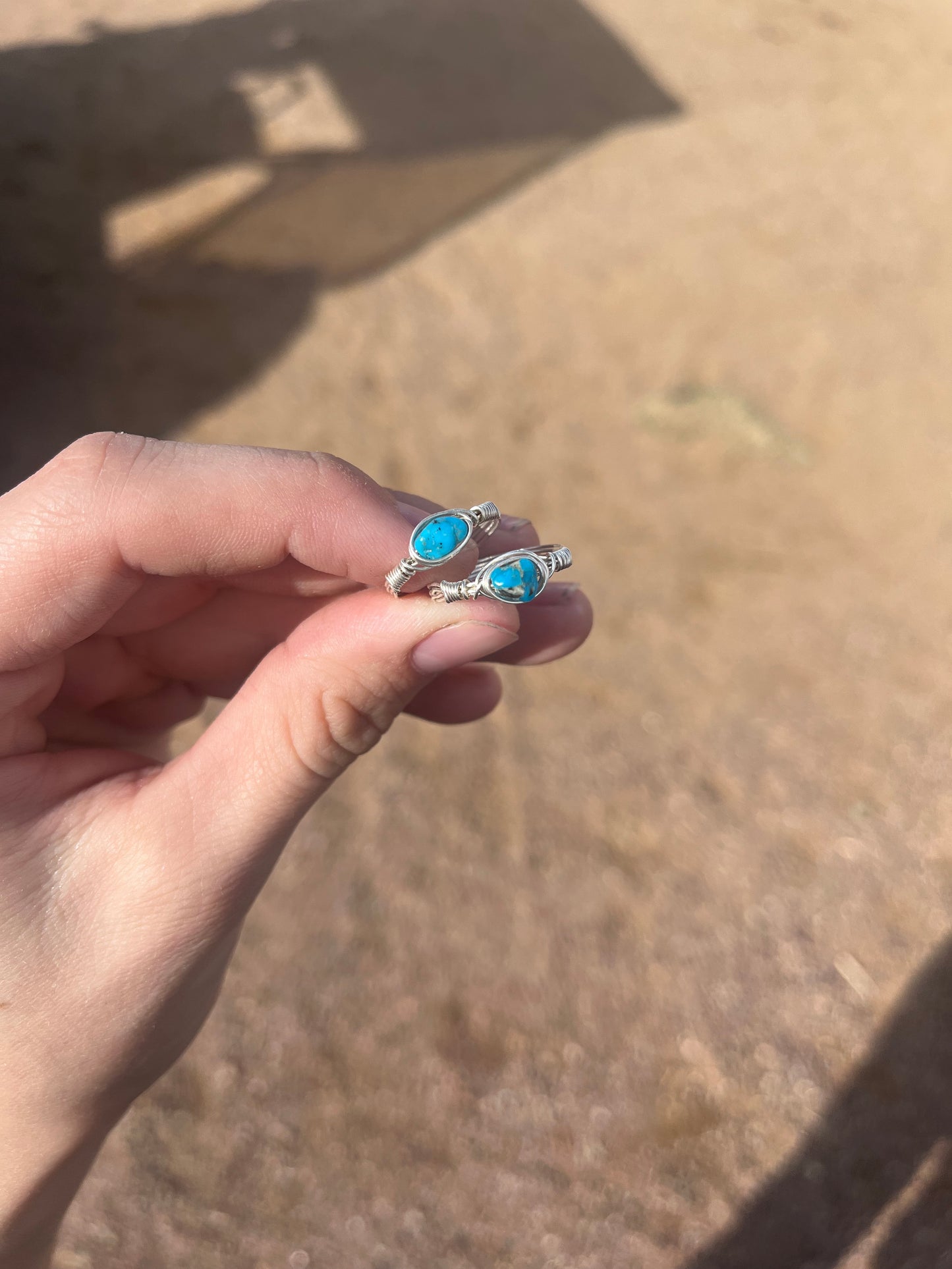 -Pre Order- Sterling silver wire wrapped kingman turquoise ring