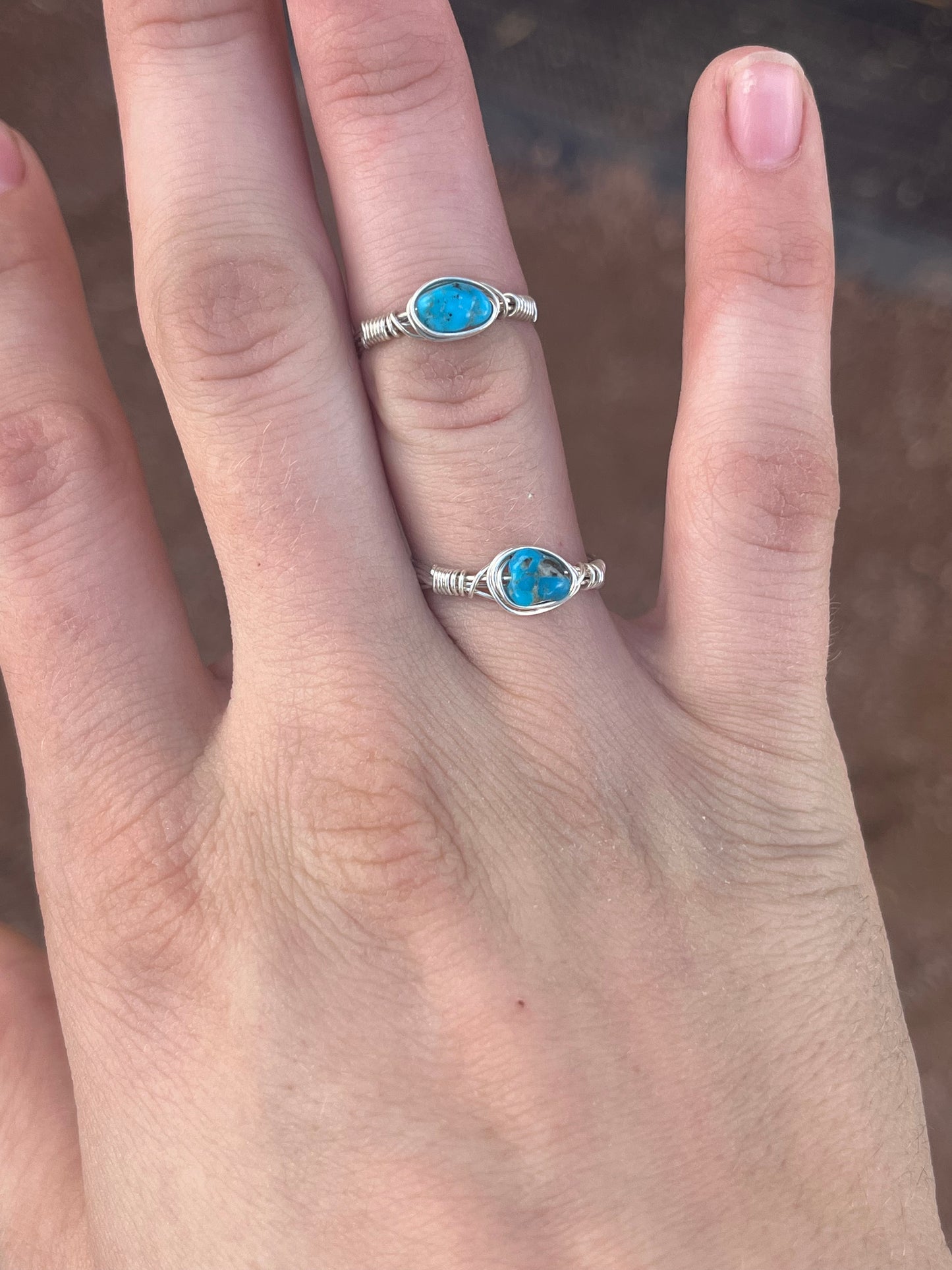 -Pre Order- Sterling silver wire wrapped kingman turquoise ring