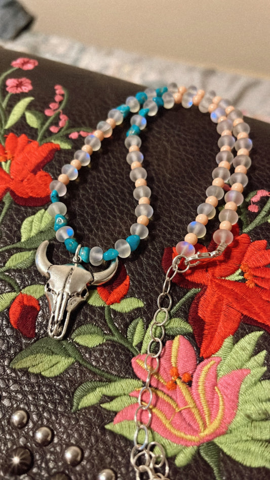 Cow Skull Beaded Necklace